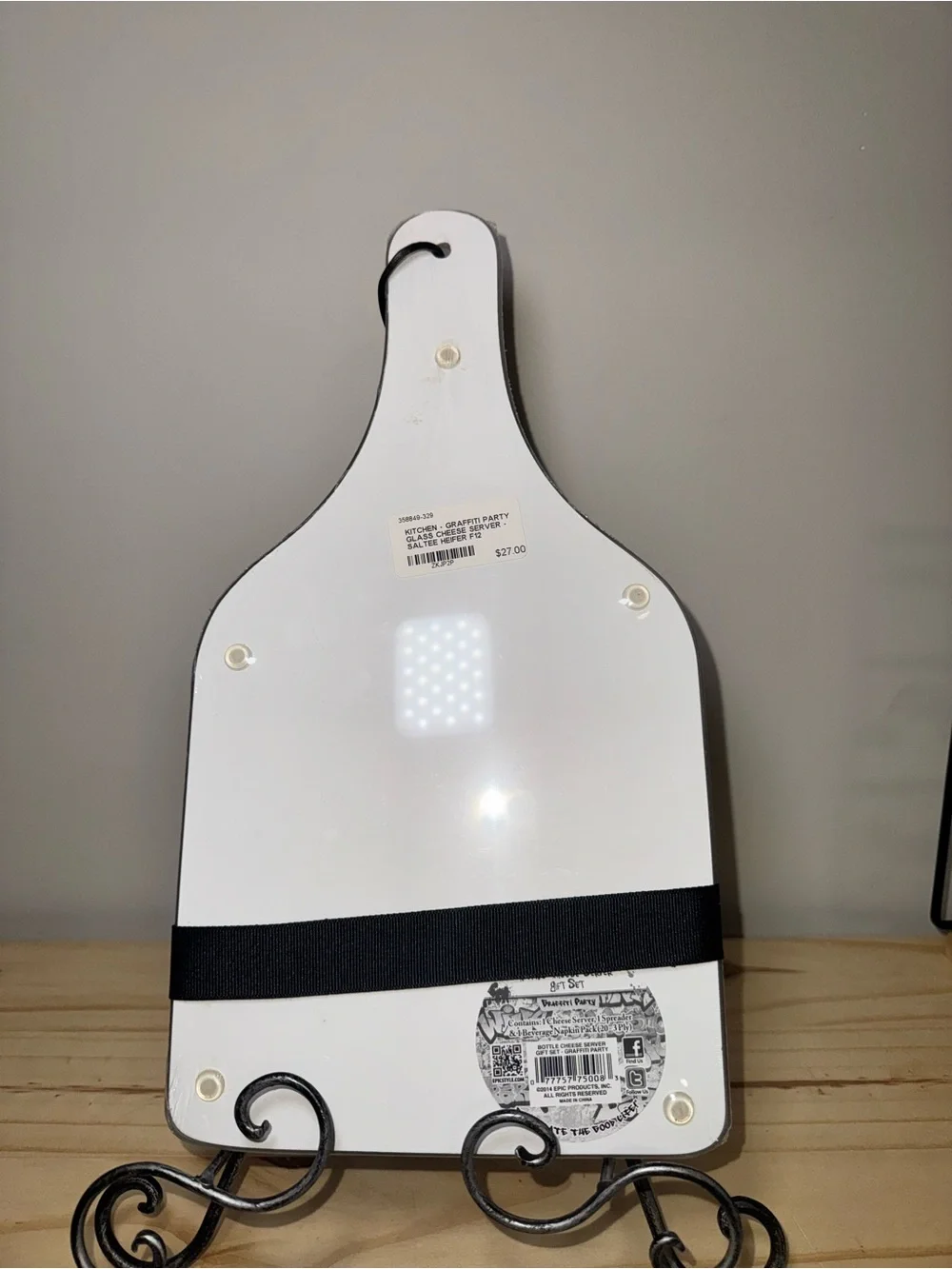 Graffiti-Print Cheese Serving Board Set with Knife and Napkins